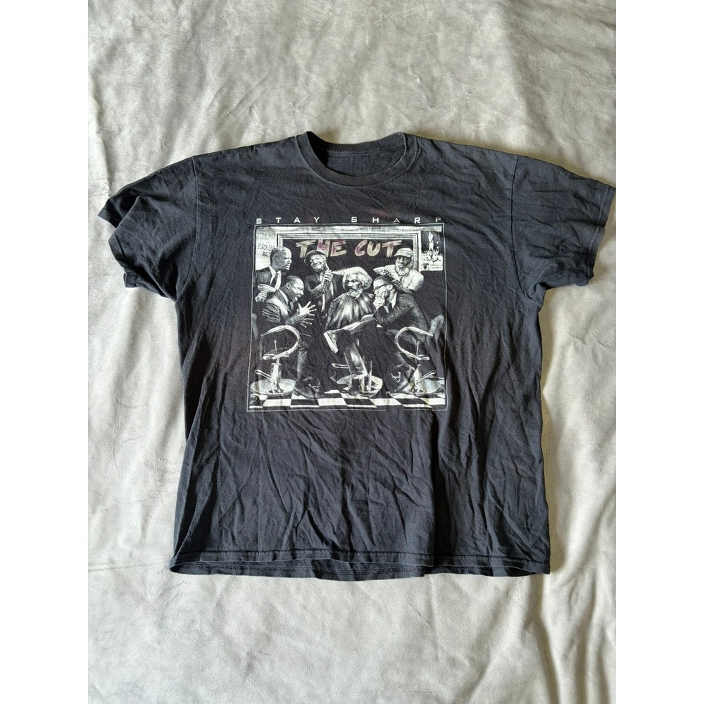 Stay Sharp The Cut Barbershop Graphic T-Shirt Black Mens XL Short Sleeve Tee